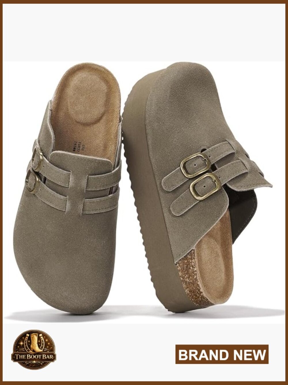 Genuine Leather Clogs Mules Memory Foam Arch Support Non-Slip 1.5in Wedge